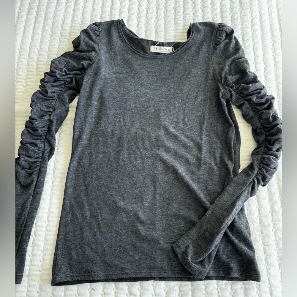 Free People ruched sleeve shirt